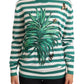 Green Banana Leaf Applique Crystal Sweater