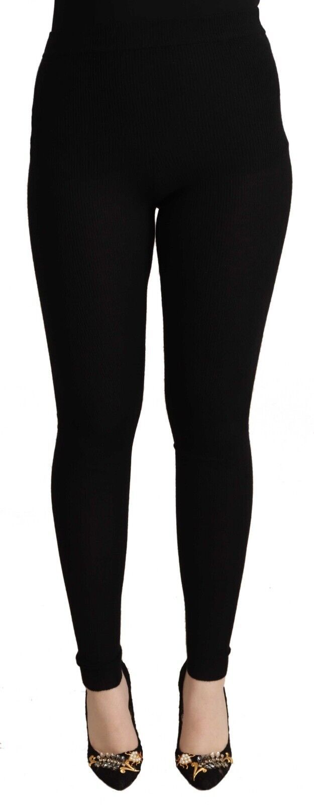 Black Cashmere Stretch Waist Tights Pants