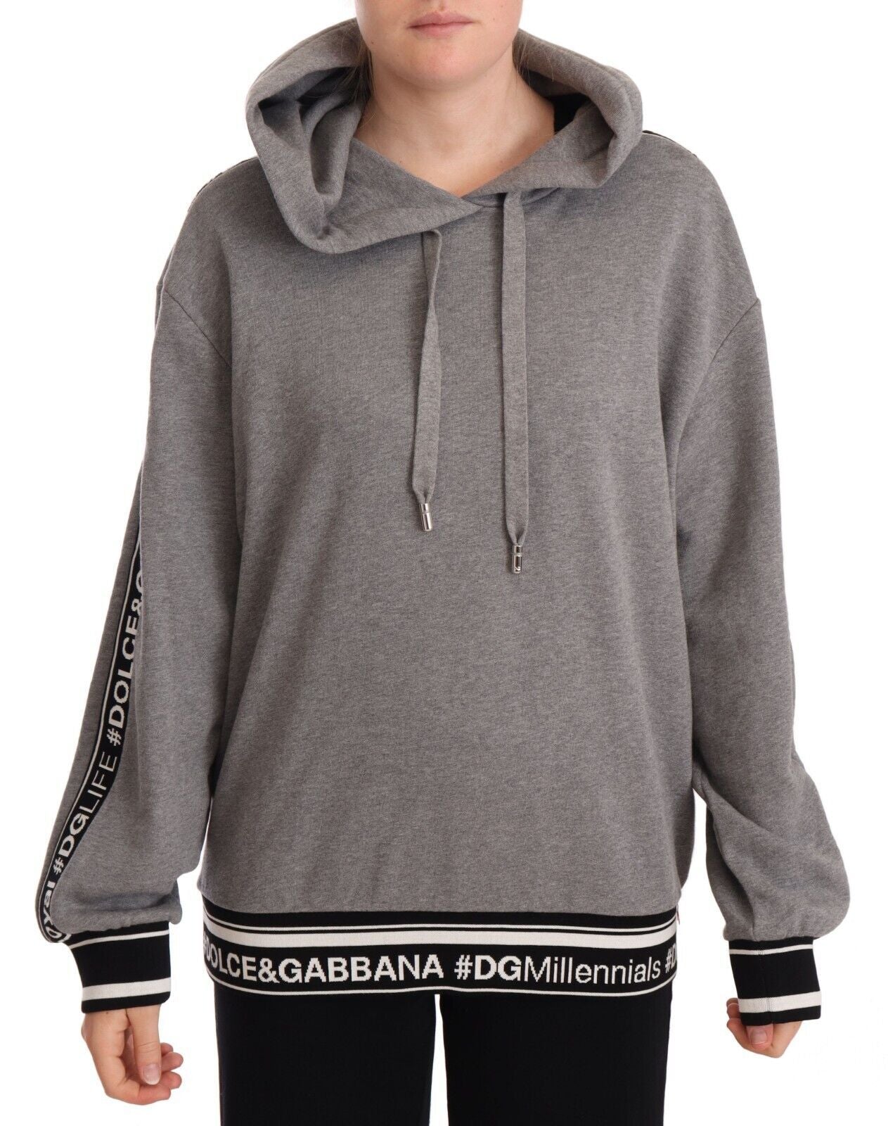 Chic Hashtag Print Gray Cotton Hoodie