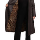 Dark Brown Leather Long Sleeves Belted Jacket
