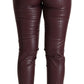 High Waist Leather Skinny Pants in Chic Brown