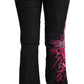 Black Cotton Stretch Mid Waist Cotton Flared Denim Jeans