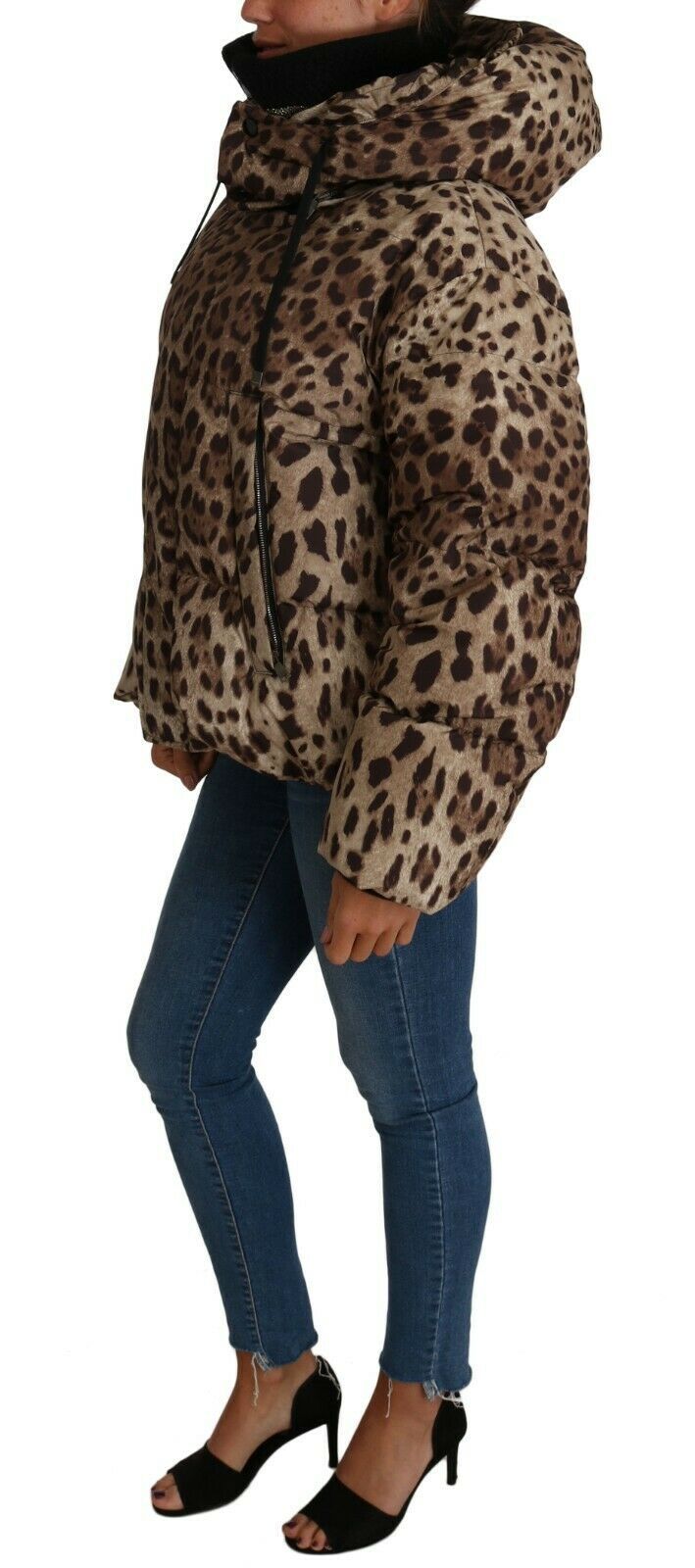 Elegant Leopard Print Puffer Coat