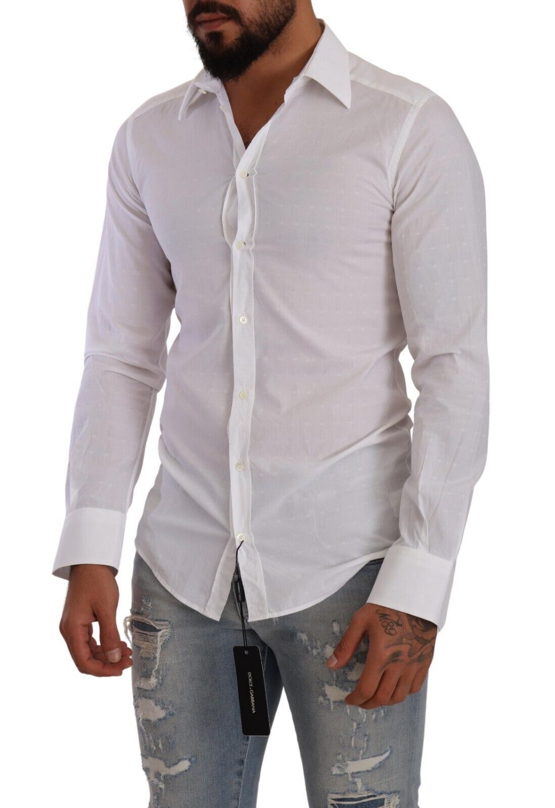 Elegant White Cotton Poplin Dress Shirt