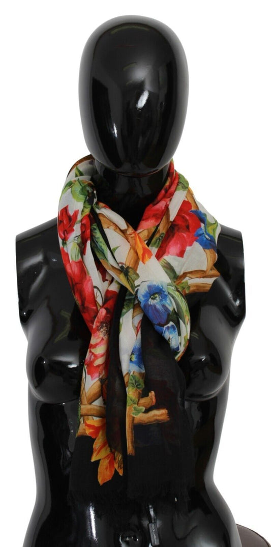 Elegant Floral Modal-Cashmere Scarf