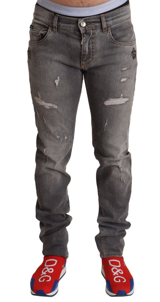 Elegant Gray Slim Fit Denim