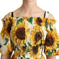 Elegant Sunflower Open Shoulder Dress