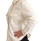 White Cotton Collared Long Sleeves Button Down Polo Top