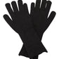 Black Cashmere Silk Hands Mitten Mens Gloves