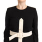 Black Wool Long Sleeves Belted Mini Sheath Dress