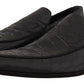 Exquisite Black & Gray Crocodile Loafers