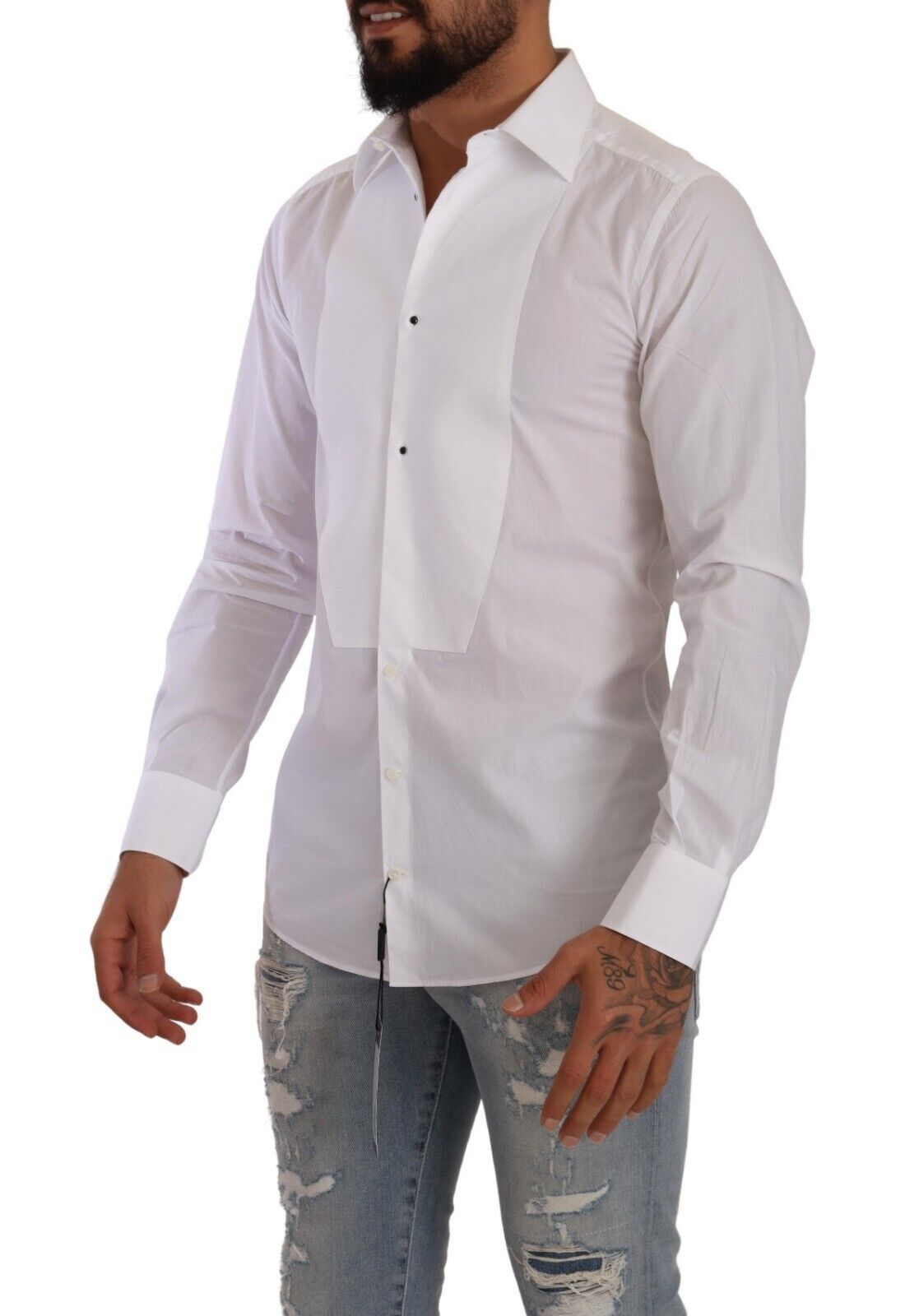 Elegant White Cotton Poplin Slim Fit Shirt