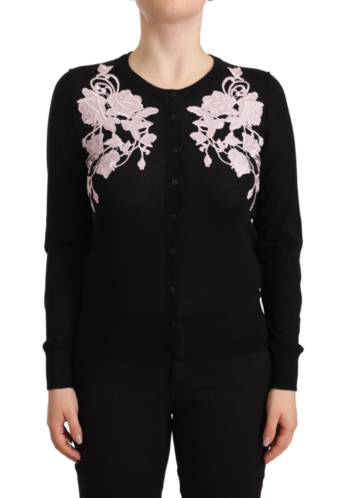 Elegant Floral Embroidery Cashmere Sweater