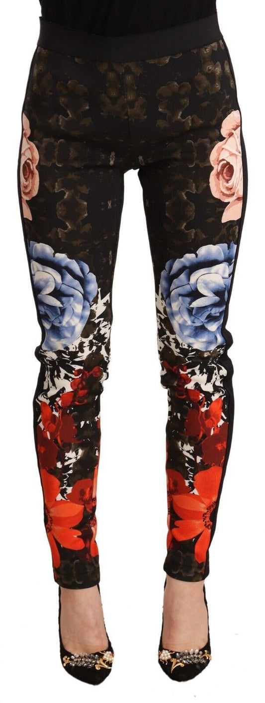 High Waist Floral Skinny Trousers