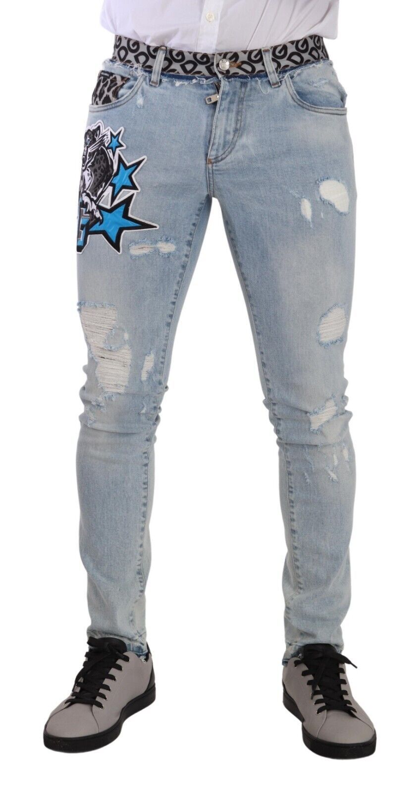 Elegant Slim Fit Light Blue Denim Jeans