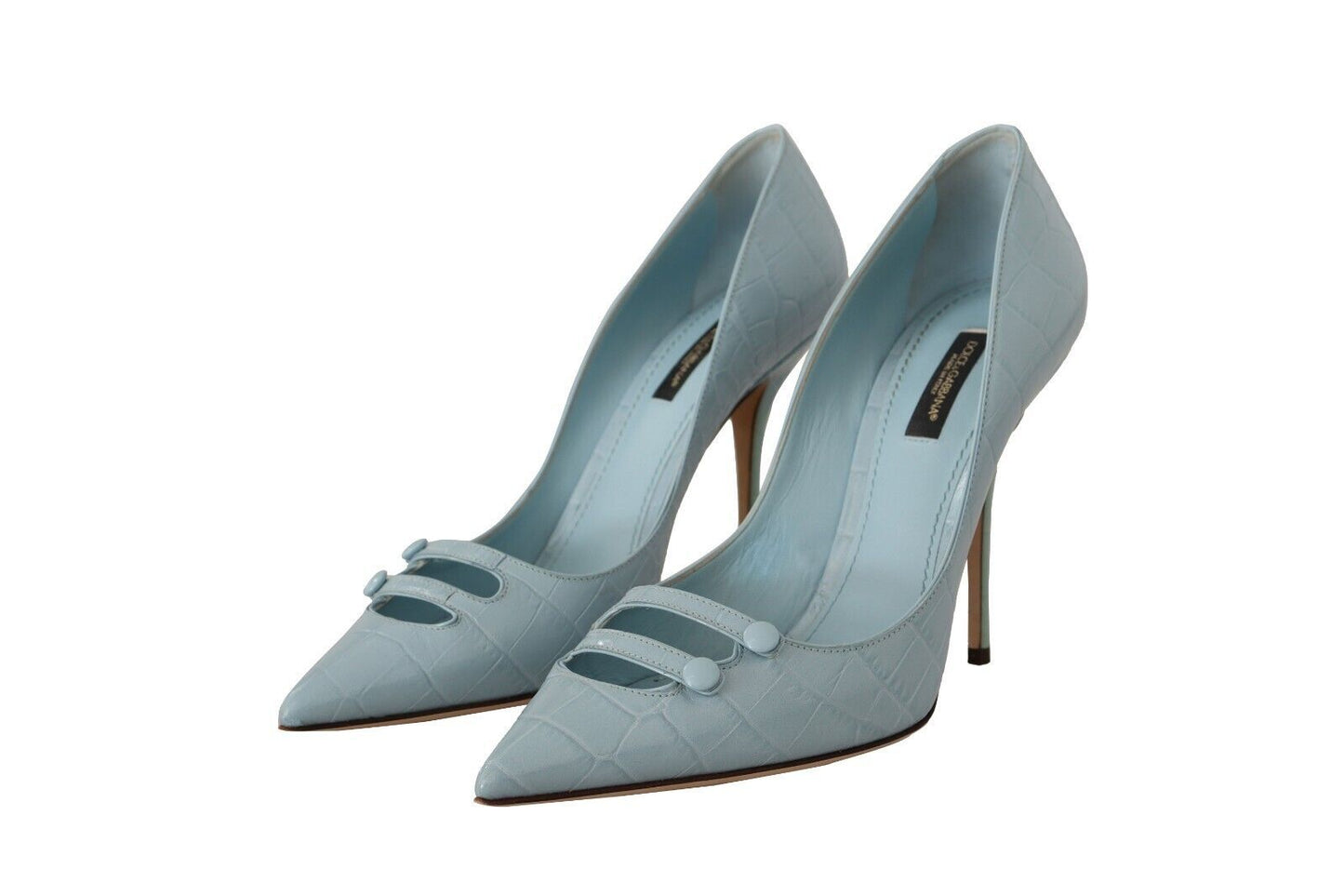 Elegant Light Blue Leather Pumps