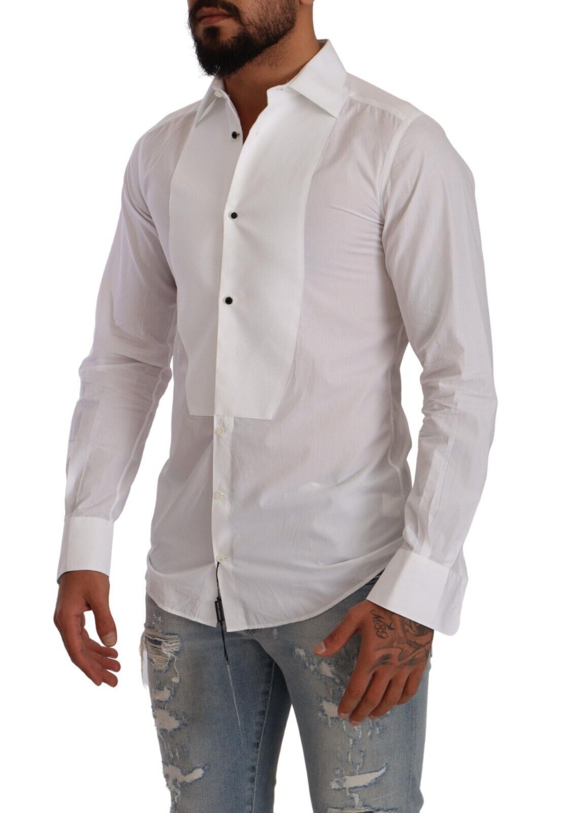 Elegant White Cotton Poplin Dress Shirt