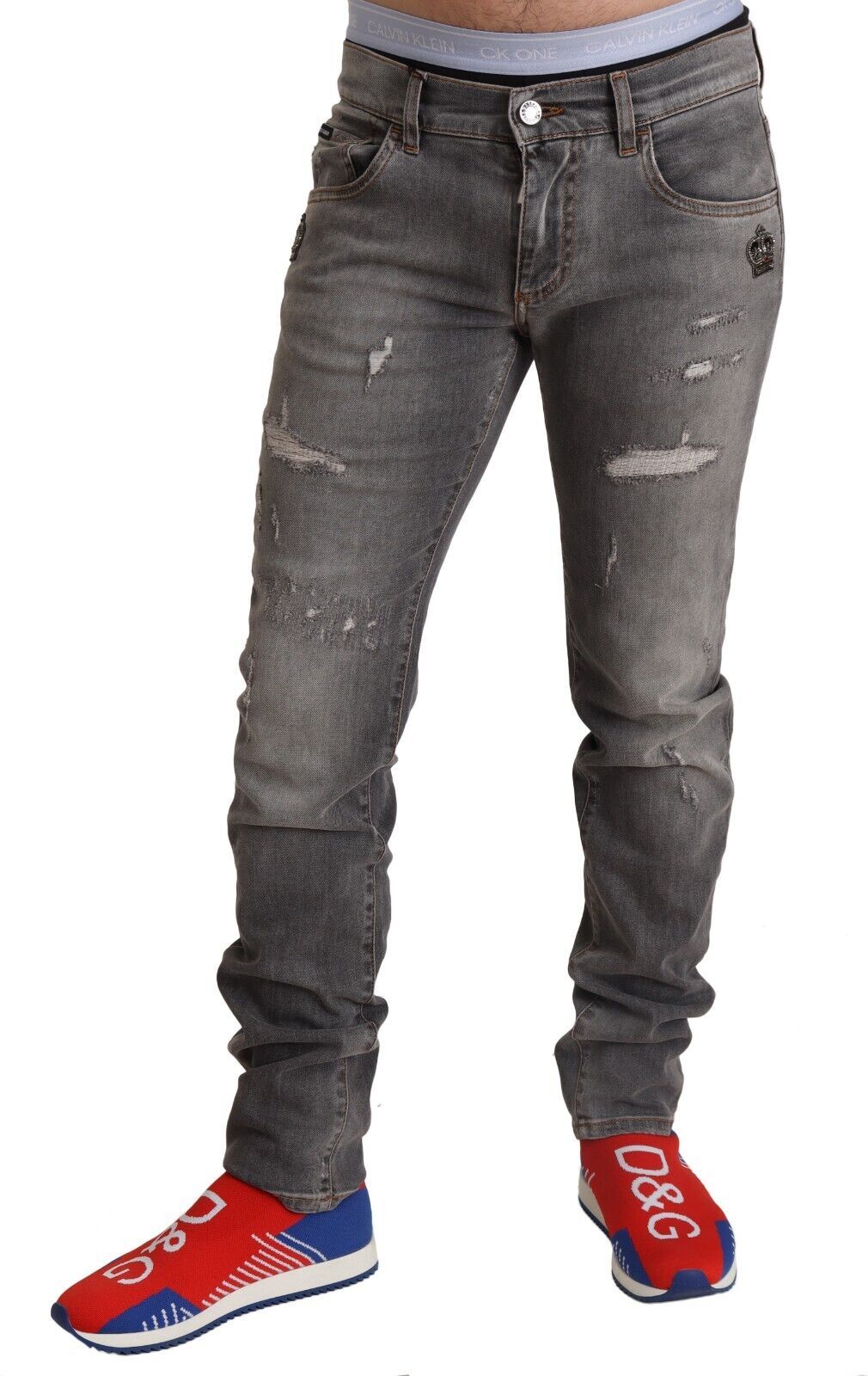 Elegant Gray Slim Fit Denim