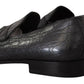 Exquisite Black & Gray Crocodile Loafers