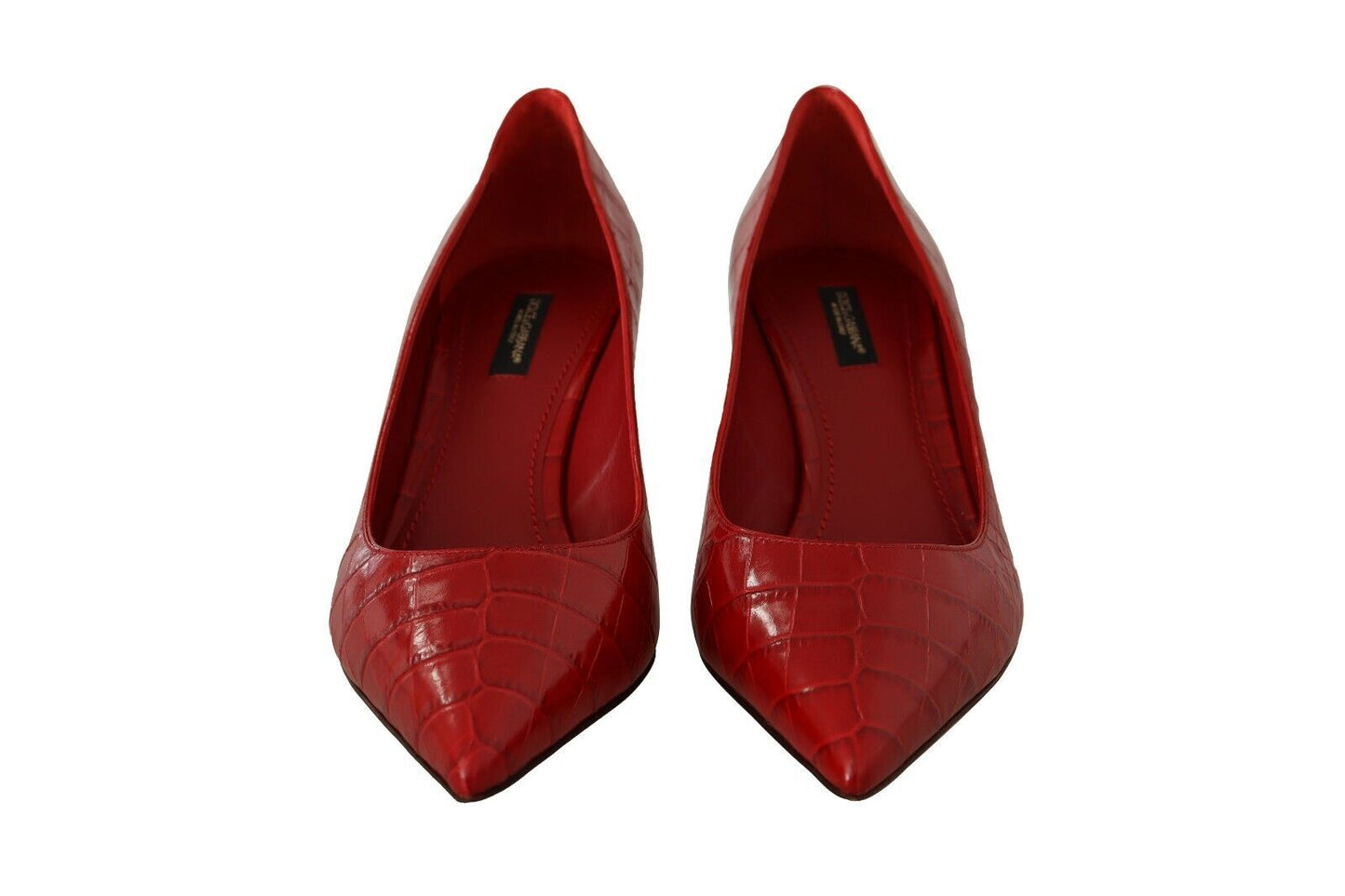 Elegant Red Leather Mid-Heel Pumps