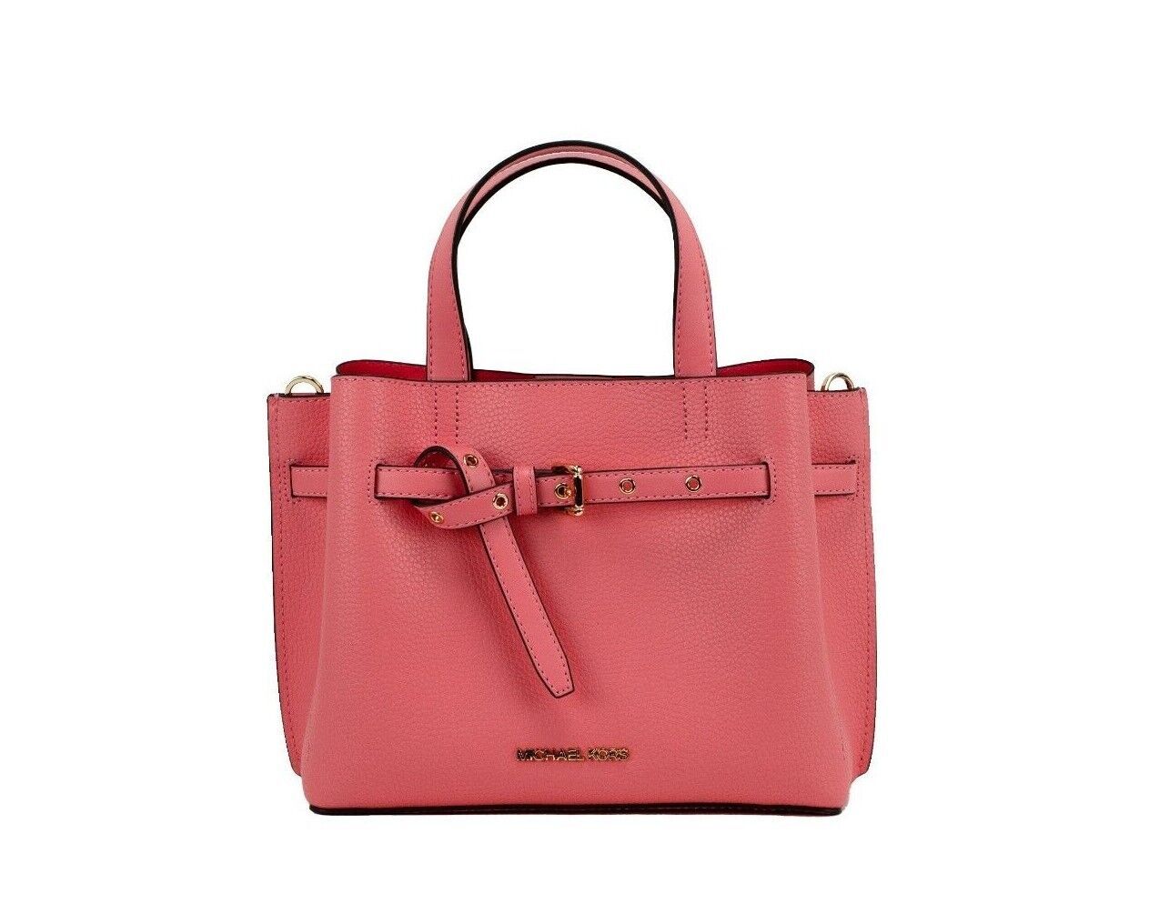 Emilia Small Grapefruit Pebbled Leather Satchel Crossbody Handbag