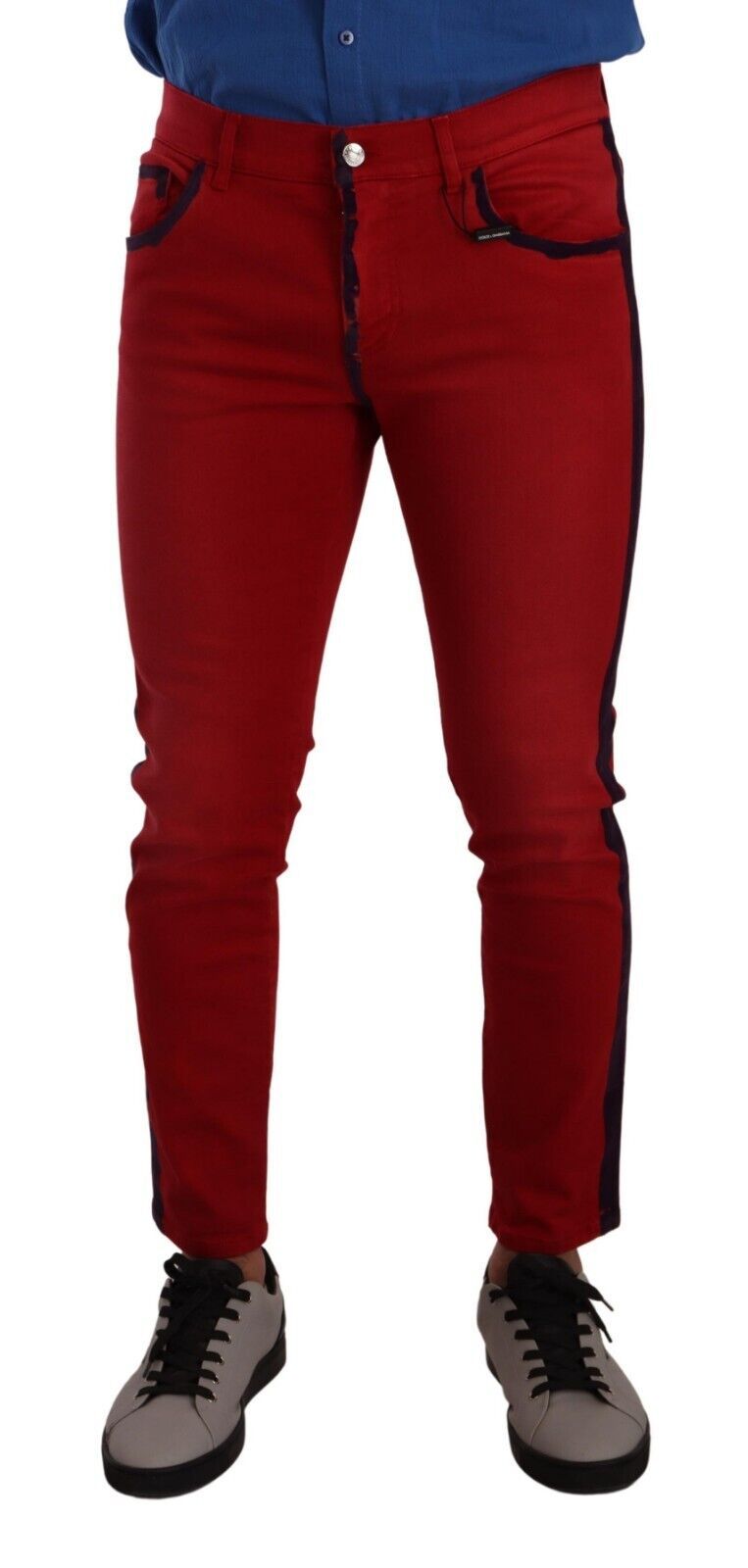 Chic Red Slim Fit Denim