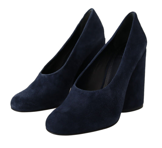 Elegant Navy Blue Suede Heels