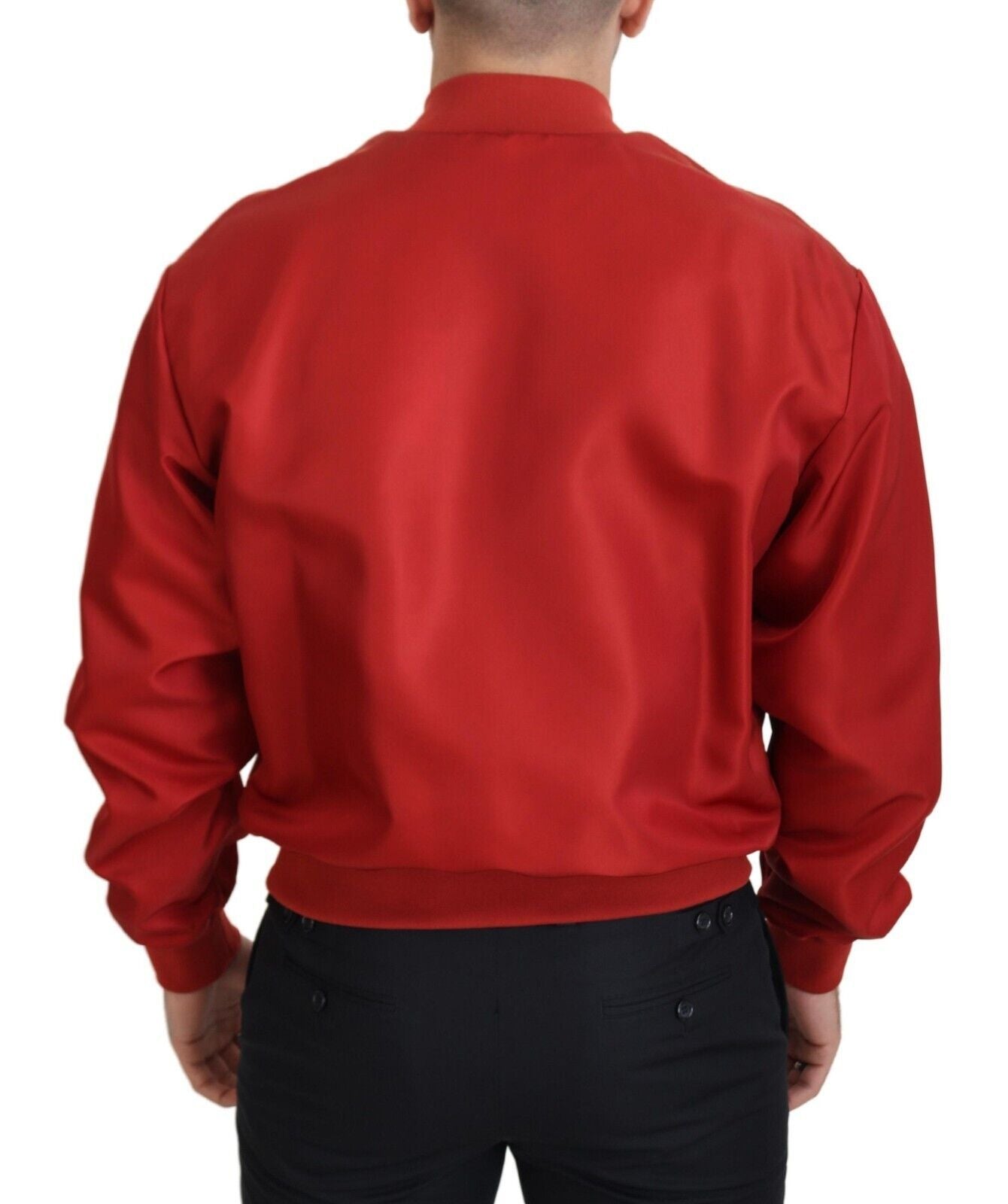 Radiant Red Nylon Bomber Jacket