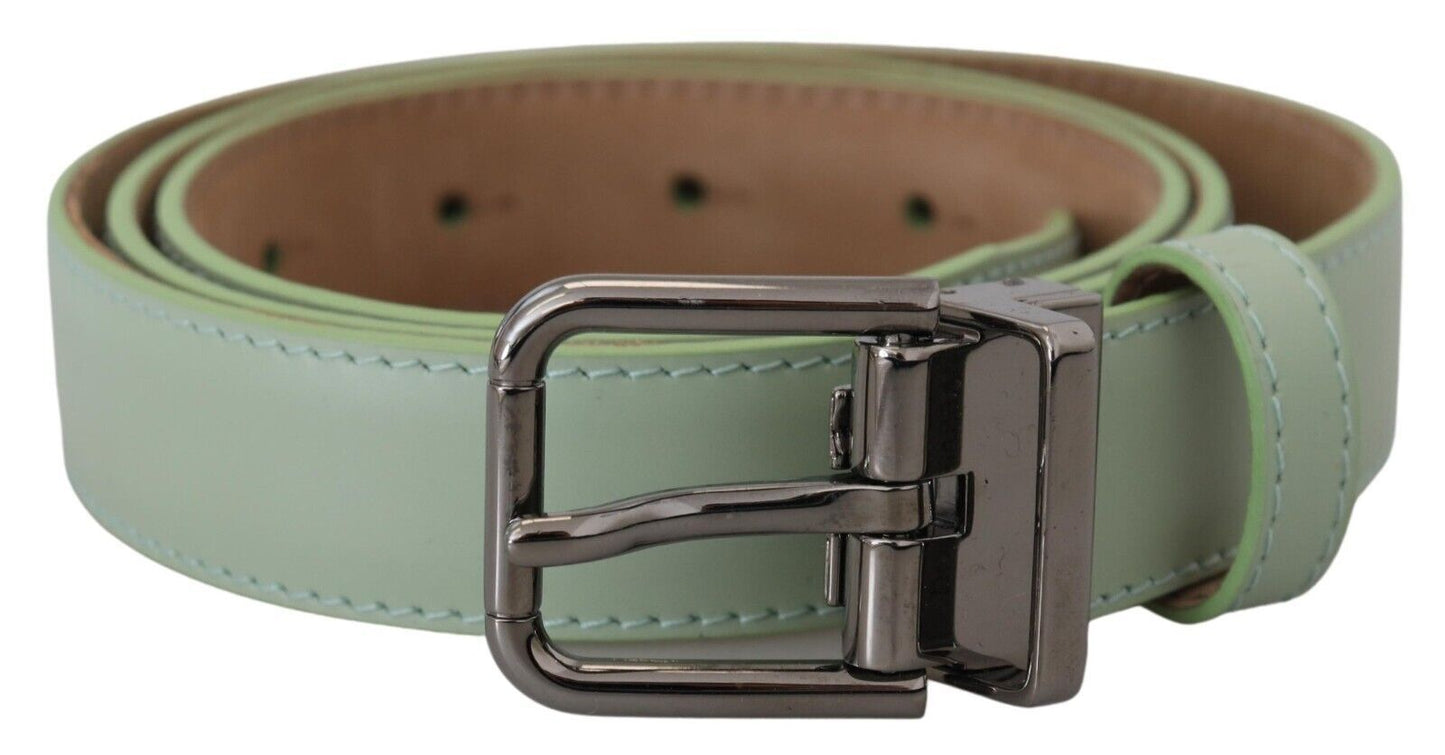 Mint Green Leather Silver Tone Metal Buckle