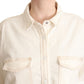 White Cotton Collared Long Sleeves Button Down Polo Top