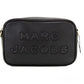 Flash Black Smooth Leather Logo Embossed Camera Crossbody Handbag