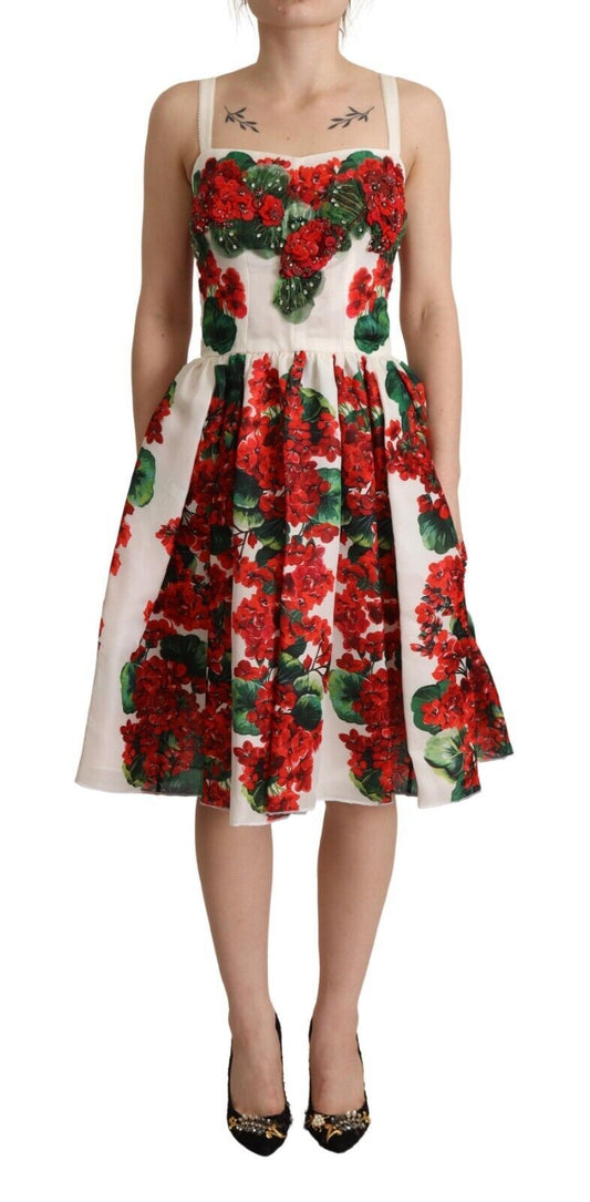 Elegant Silk Floral A-Line Dress