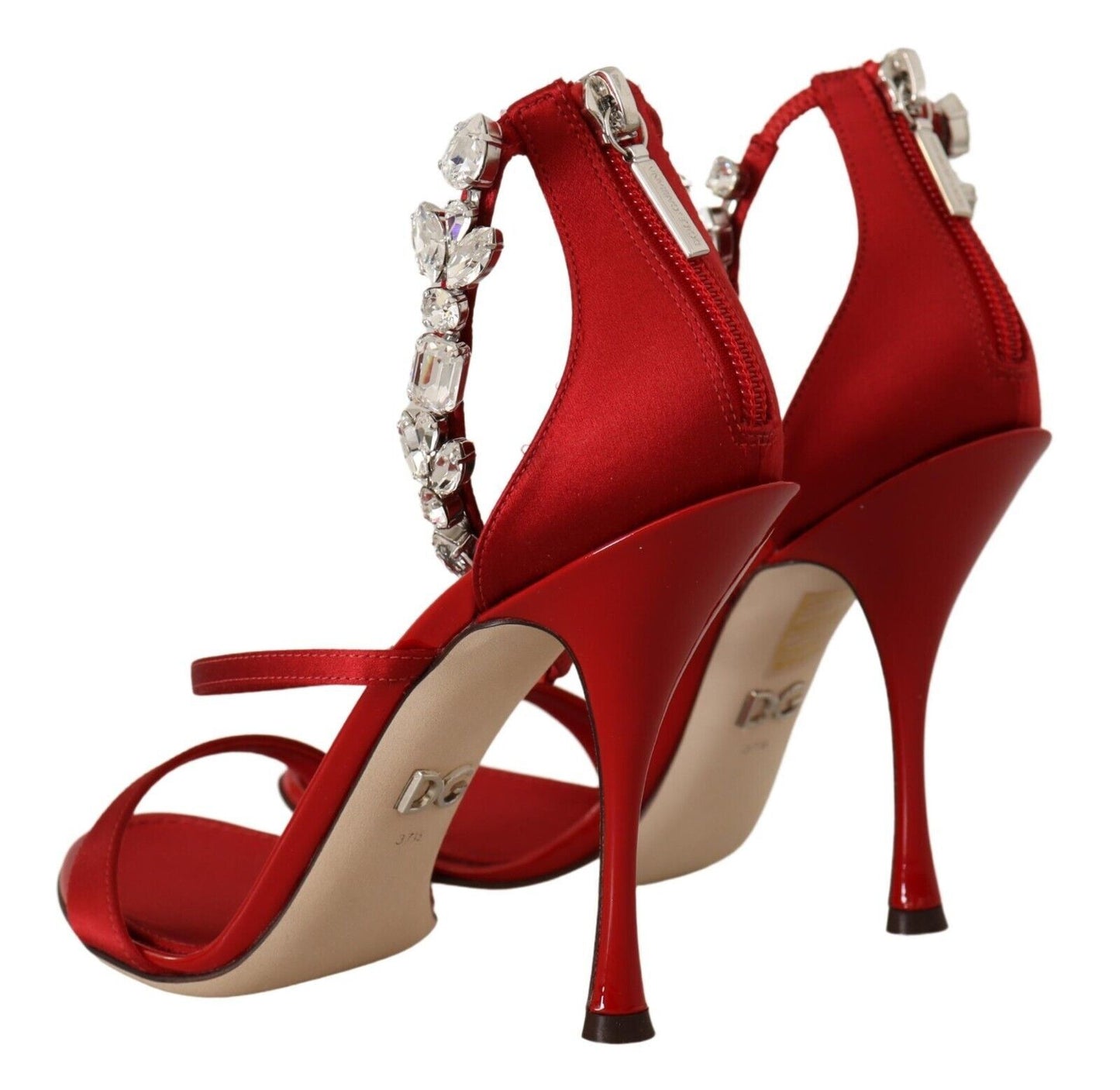 Crystal-Embellished Red Heeled Sandals