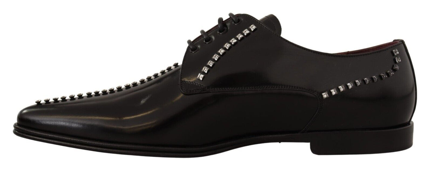 Elegant Crystal-Embellished Leather Dress Shoes