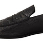 Exquisite Black & Gray Crocodile Loafers
