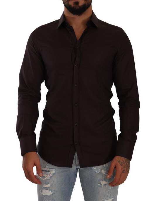 Elegant Burgundy Slim Fit Dress Shirt