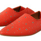 Elegant Orange Leather Flat Shoes