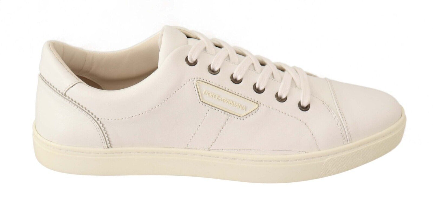 Elegant White Leather Low-Top Sneakers