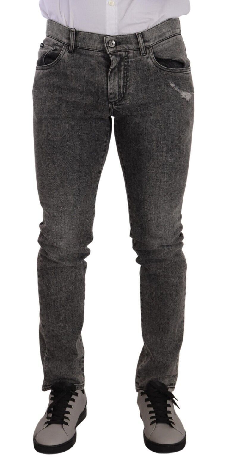 Elegant Gray Wash Skinny Jeans