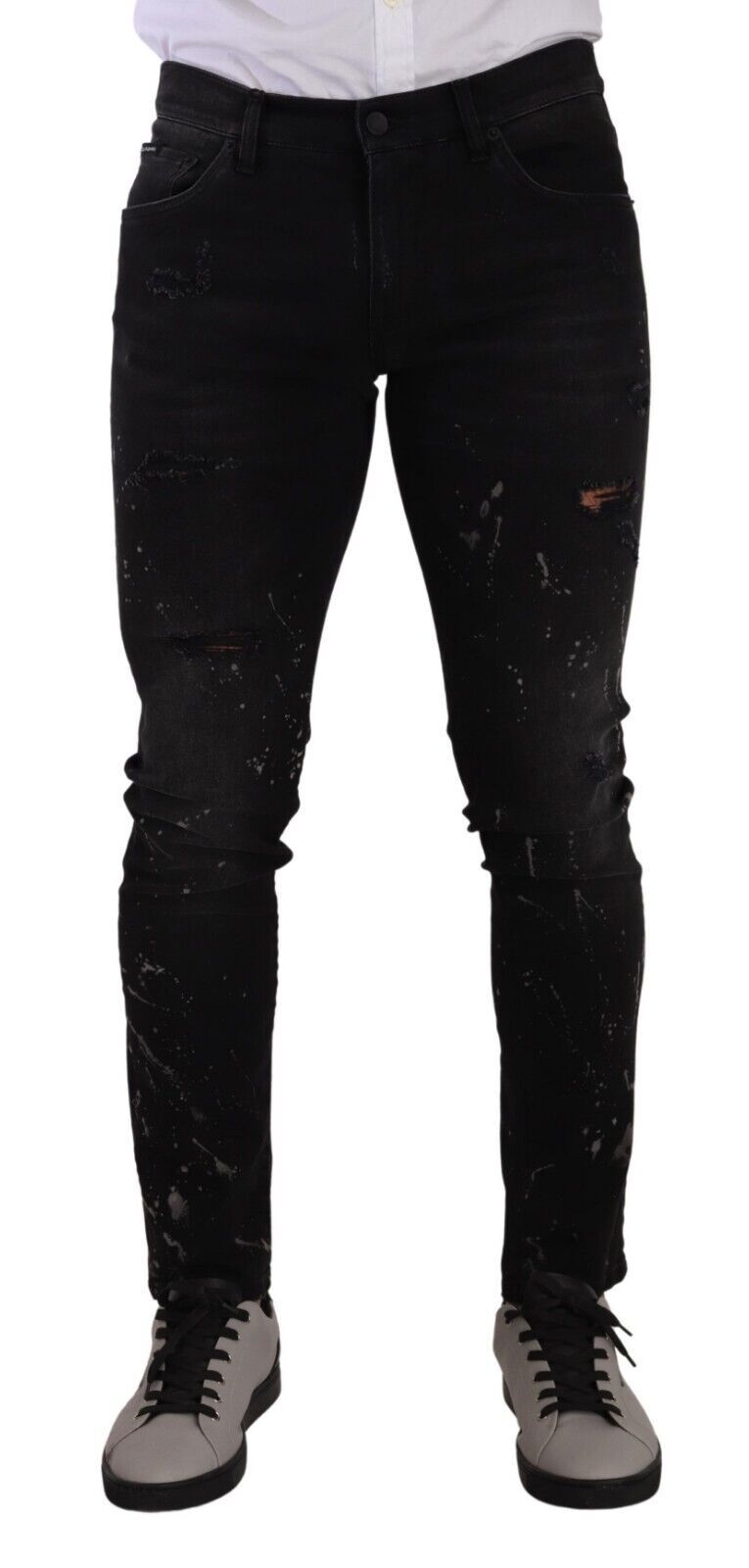 Elegant Skinny Fit Paint Splatter Jeans