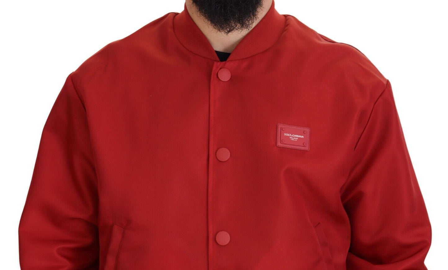 Radiant Red Nylon Bomber Jacket