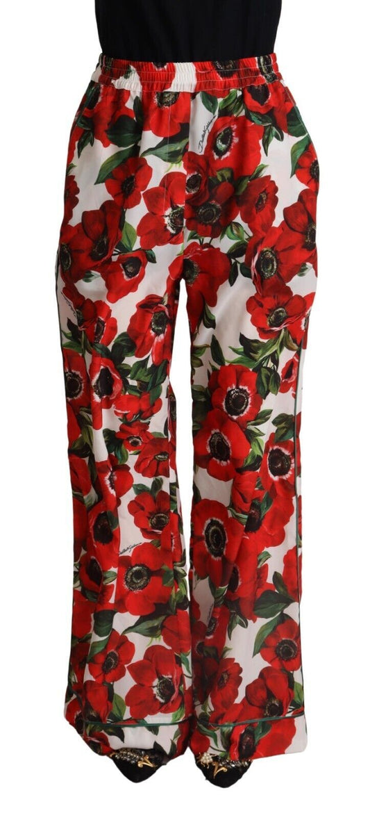 Elegant Anemone Print Wide Leg Pants