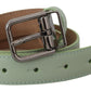 Mint Green Leather Silver Tone Metal Buckle