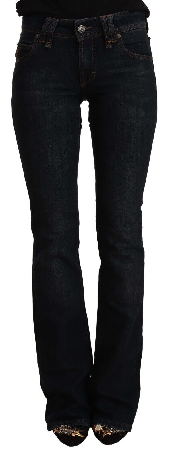 Chic Dark Blue Boot Cut Designer Jeans