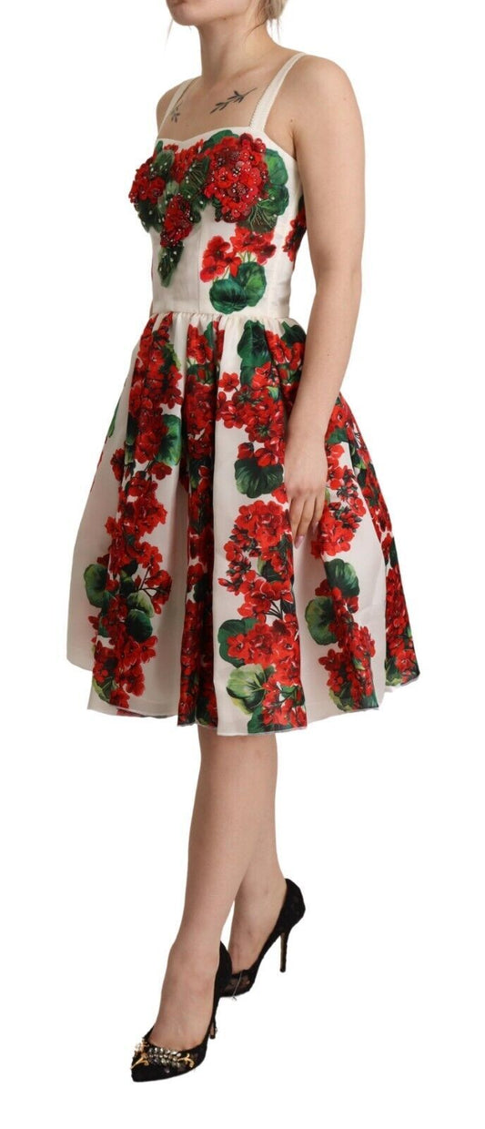 Elegant Silk Floral A-Line Dress