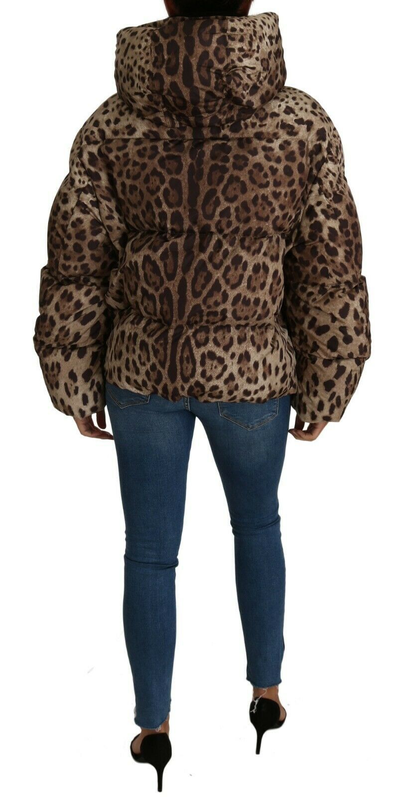 Elegant Leopard Print Puffer Coat