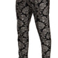 Silver Black Jacquard Dress Trouser Pants