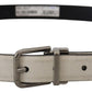 Italian White Leather Belt with Metal Buckle