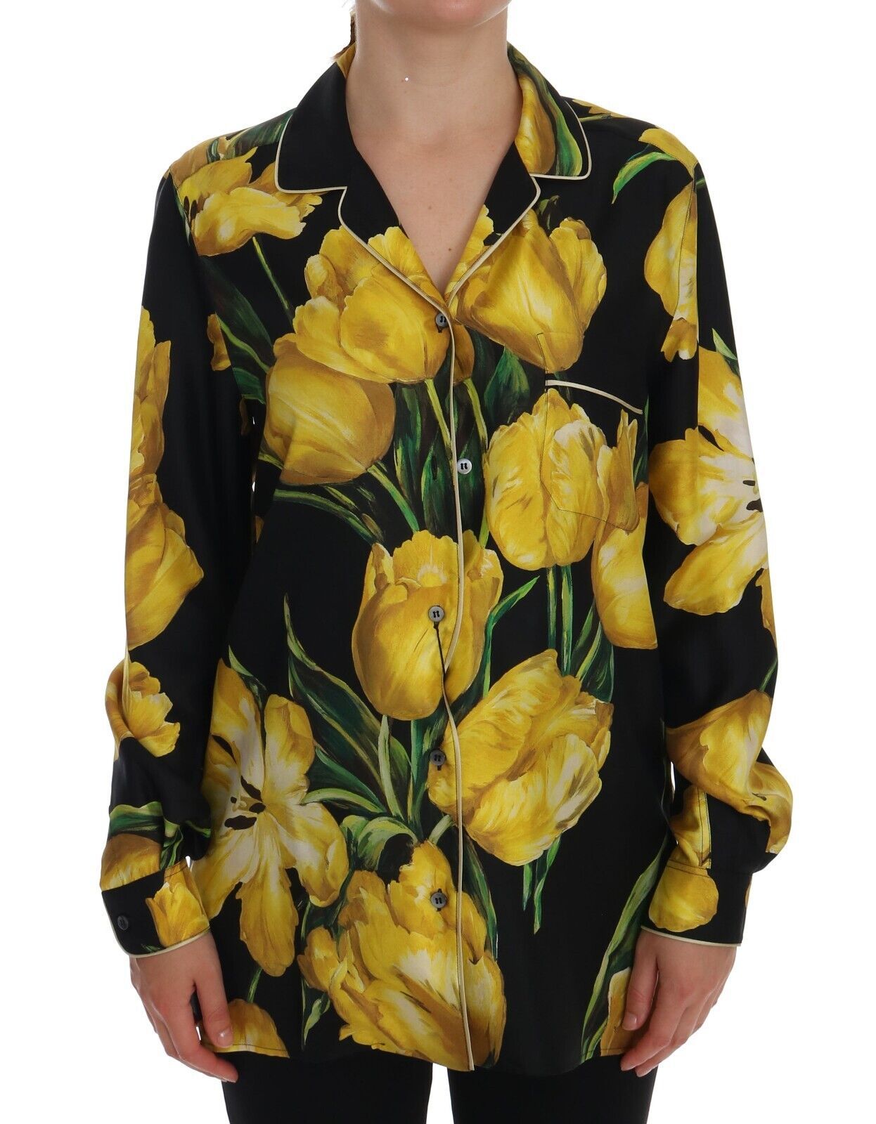 Floral Silk Pajama-Style Blouse