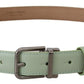 Mint Green Leather Silver Tone Metal Buckle